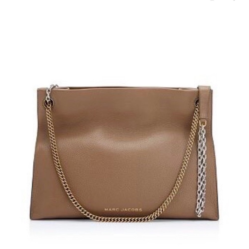 Marc Jacobs Double Link Brown Pebble Leather Shoulder Bag